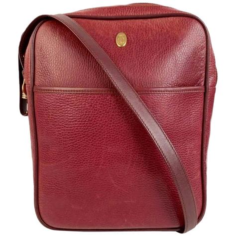 Must de Cartier Vintage Burgundy Leather Messenger Crossbody 